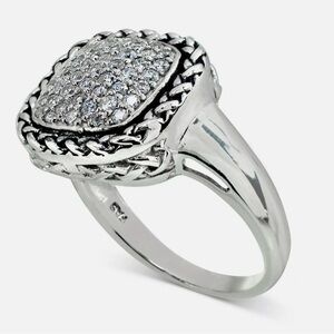 R.H. Macy’s Cubic Zirconia Rope-Framed Statement Ring in Sterling Silver Size 7